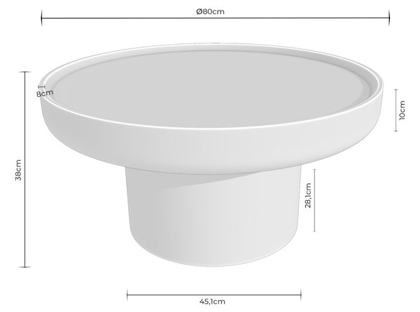 Somcasa Bílý lakovaný konferenční stolek Rodney ø80 cm