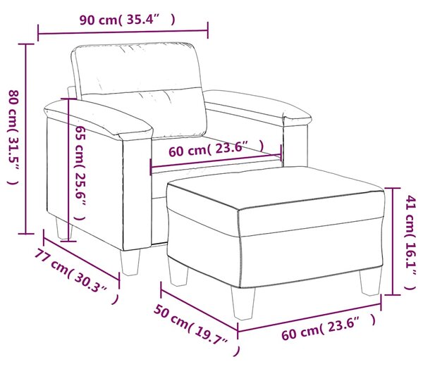 Křeslo s podnožkou černé 60 cm tkanina z mikrovlákna 3201228