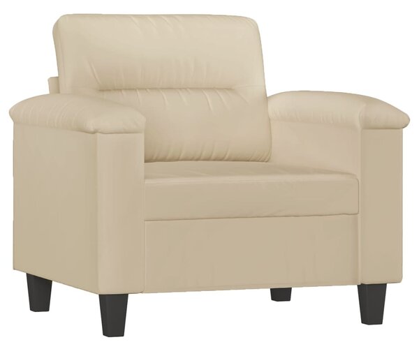 Křeslo s podnožkou krémové 60 cm tkanina z mikrovlákna 3201229