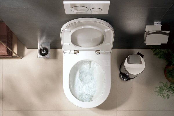 Hansgrohe EluPura Original S - Závěsné WC s WC sedátkem, AquaChannel Flush, bílá 60207450