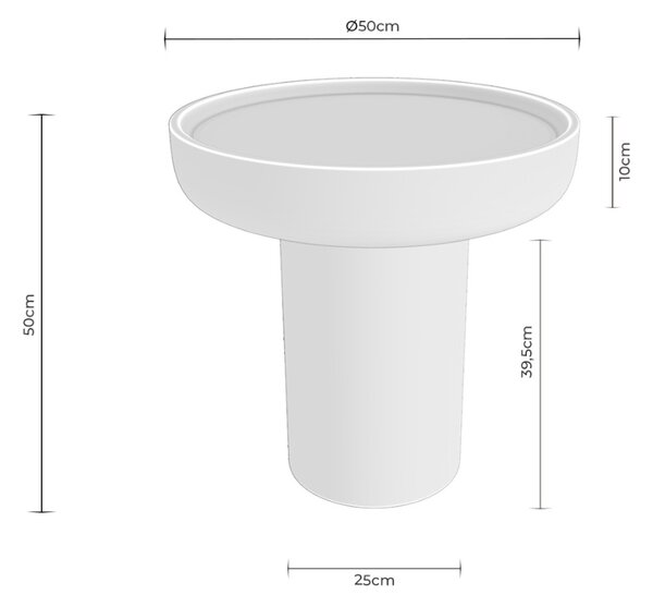 Somcasa Bílý lakovaný odkládací stolek Rodney ø50 cm