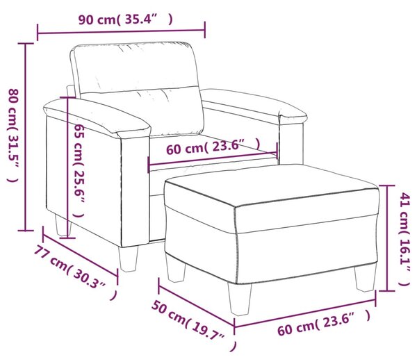 Křeslo s podnožkou šedé 60 cm umělá kůže 3201239