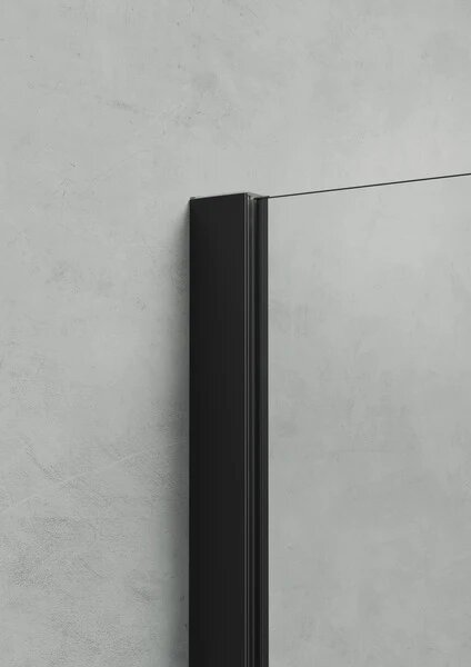 Hüppe Astra - Křídlové dveře s pevným segmentem 900x2000 mm pro 4-úhelník, upevnění vpravo, profil Black Edition, sklo čiré s Anti-Plaque PX0103.123.322