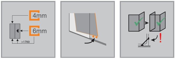 Hüppe Classics 2 EasyEntry - Posuvné dveře 1-dílné s pevným segmentem 2000x1200 mm, upevnění vlevo, profil Black Edition, čiré sklo s Anti-Plaque C25309.123.322