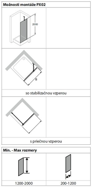 Hüppe Astra - Walk-in/Boční stěna pro křídlové dveře s pevným segmentem 800x2000 mm pro 4-úhelník, profil stříbrná pololesklá, sklo čiré s Anti-Plaque PX0202.069.322