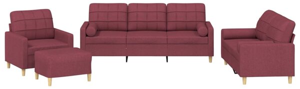 4dílná sedací souprava s polštáři vínová textil 3201272