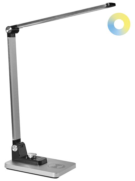 LED stolní lampa ENIF s bezdrátovou nabíječkou Stříbrná