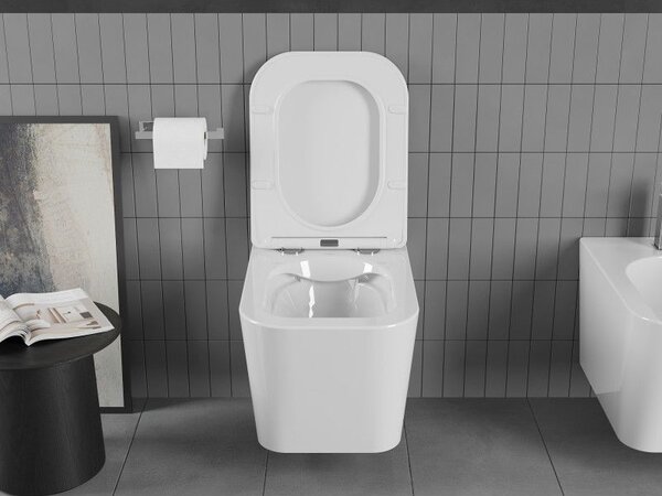 Mexen Teo WC mísa Rimless s pomalu zavíratelným sedátkem slim, duroplast, bílý lesk - 30850600