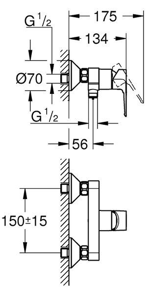 GROHE BauLoop - Páková sprchová baterie, DN 15, Chrom 23633001