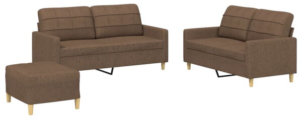 3dílná sedací souprava s poduškami hnědá textil 3201285