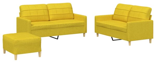 3dílná sedací souprava s poduškami světle žlutá textil 3201287