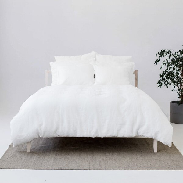Prodloužené bílé povlečení na jednolůžko s příměsí lnu 165x220 cm – Linen Tales