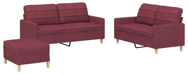 3dílná sedací souprava s poduškami vínová textil 3201288
