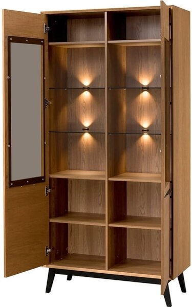 Szynaka Vitrína Lazure 12 s LED osvětlením 95 cm dub Rustikal karamelový