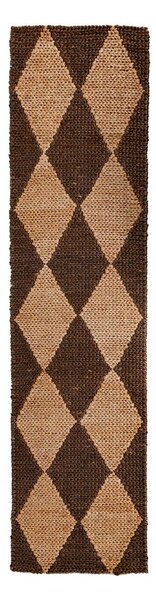 Hnědý/v přírodní barvě ručně tkaný běhoun s příměsí juty 80x230 cm Effie Diamond – Flair Rugs