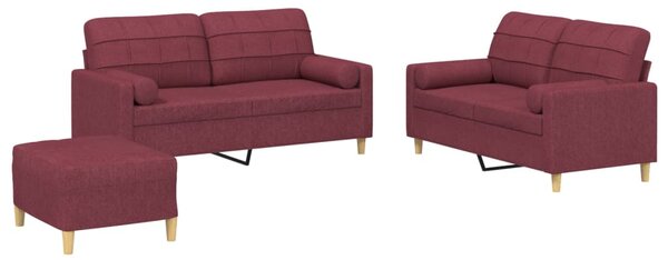 3dílná sedací souprava s polštáři vínová textil 3201304