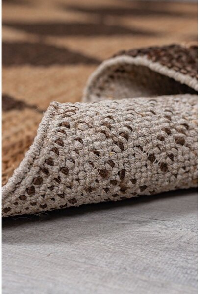 Hnědý/v přírodní barvě ručně tkaný běhoun s příměsí juty 80x230 cm Effie Diamond – Flair Rugs