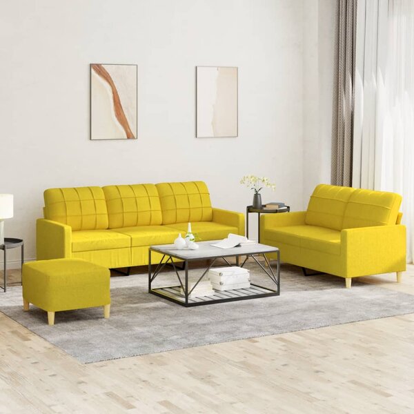 3dílná sedací souprava s poduškami světle žlutá textil 3201319