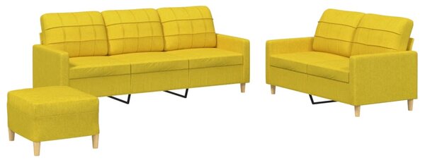 3dílná sedací souprava s poduškami světle žlutá textil 3201319
