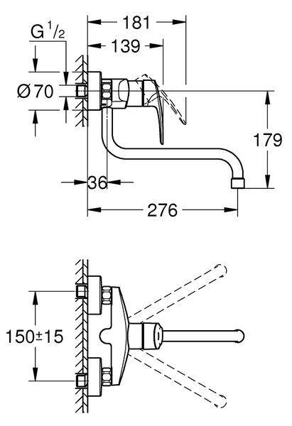 GROHE Eurosmart - Páková dřezová baterie, DN 15, Chrom 32224003