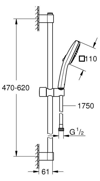 GROHE Tempesta Cube 110 - Sada se sprchovou tyčí, 2 proudy (Rain, Jet), Chrom 26748003