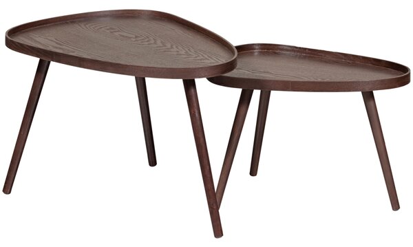 WOOOD Set dvou ořechových odkládacích stolků Nissa 55 x 40/71 x 52 cm