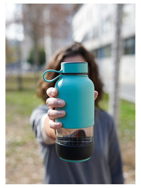 Tyrkysová cestovní skleněná lahev 500 ml To Go – Lékué