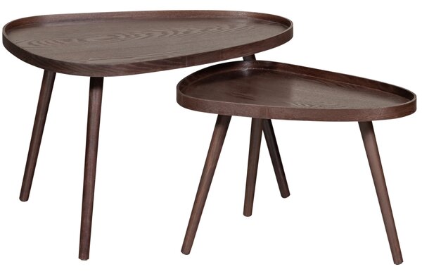 WOOOD Set dvou ořechových odkládacích stolků Nissa 55 x 40/71 x 52 cm