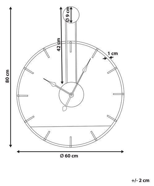 Nástěnné hodiny TAUGON 60 cm Kov Černá