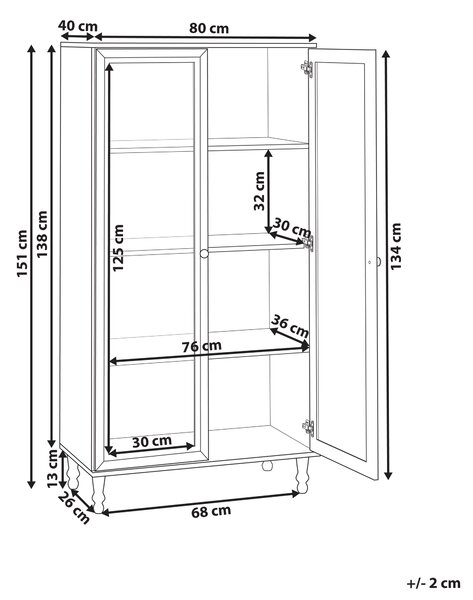 Skleněná vitrína TINGLEDALE 80 cm Bílá