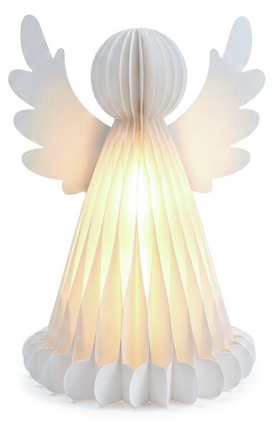 SOLIGHT LED vánoční anděl skládací papírový, 2x LED, 37cm, časovač, 3x AA, IP20, bílý