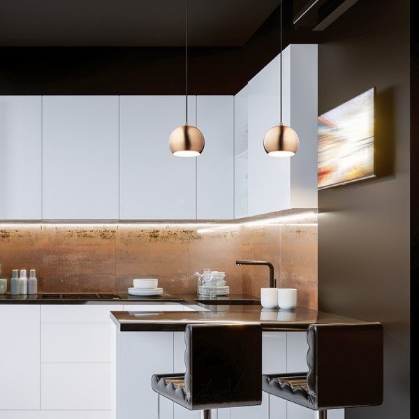 Závěsné svítidlo AGNETA závěsná česaná měď 230V E27 40W - RED - DESIGN RENDL