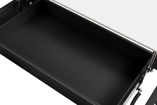 Somcasa Bílý keramický rozkládací konferenční stolek Roland 120 x 60 cm s černou podnoží