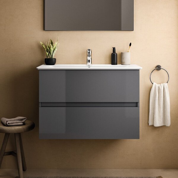 Ideal Standard i.life - Umyvadlo se skříňkou 800 mm, tmavě šedá