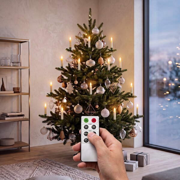 SOLIGHT LED svíčky na vánoční stromeček bezdrátové, sada 10ks, dálkový ovladač, časovač