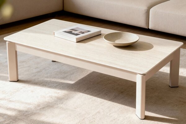 Somcasa Béžový keramický rozkládací konferenční stolek Roland 120 x 60 cm