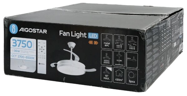 Aigostar - LED Stmívatelný stropní ventilátor LED/36W/230V 2700-6500K + DO bílá