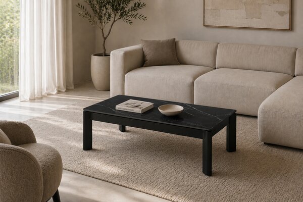Somcasa Černý keramický rozkládací konferenční stolek Roland 120 x 60 cm