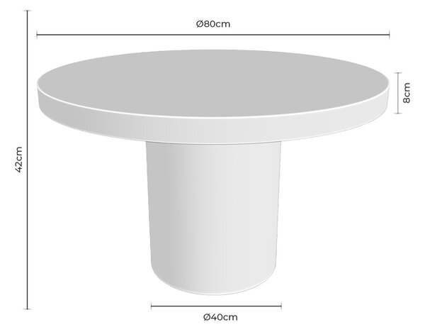 Somcasa Bílý cementový zahraní stolek Donato ø 80 cm