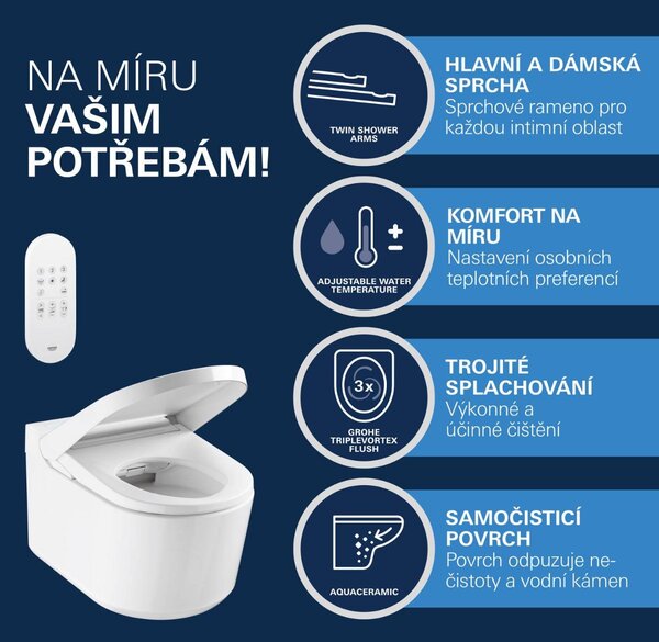 GROHE Sensia - Závěsná sprchová toaleta + Rapid SLX Sada 4 v 1, alpská bílá 36509SH0