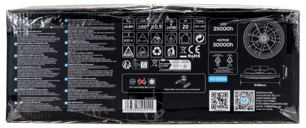 Aigostar - LED Stmívatelný stropní ventilátor LED/40W/230V 2700-6500K + DO černá