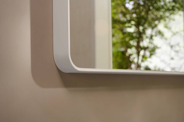 Hansgrohe Xarita Lite Q - Zrcadlo s horizontálním LED osvětlením 700x600 mm s nástěnným vypínačem, bílá matná 54957700