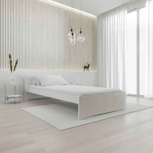 Postel IKAROS 90 x 200 cm, bílá s lamelovým roštem a matrací Deluxe 10 cm