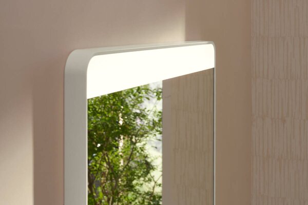 Hansgrohe Xarita Lite Q - Zrcadlo s horizontálním LED osvětlením 700x600 mm s nástěnným vypínačem, bílá matná 54957700