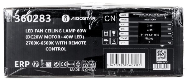 Aigostar - LED Stmívatelný stropní ventilátor LED/40W/230V 2700-6500K + DO bílá