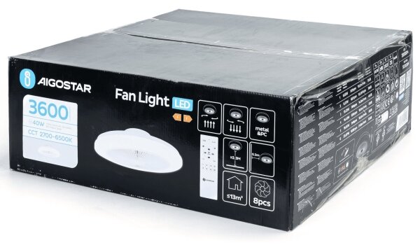 Aigostar - LED Stmívatelný stropní ventilátor LED/40W/230V 2700-6500K + DO bílá