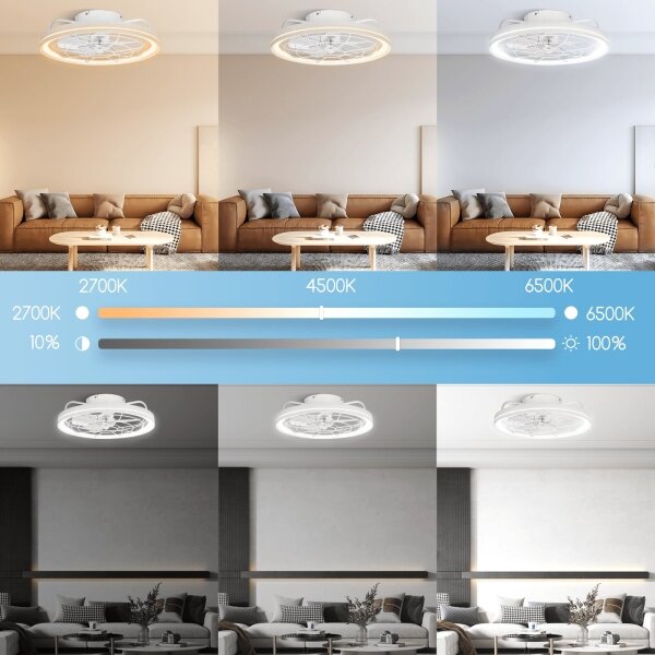 Aigostar - LED Stmívatelný stropní ventilátor LED/40W/230V 2700-6500K + DO bílá