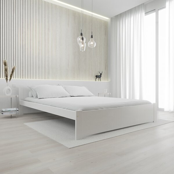 Postel IKAROS 120 x 200 cm, bílá s laťkovým roštem a matrací Deluxe 10 cm