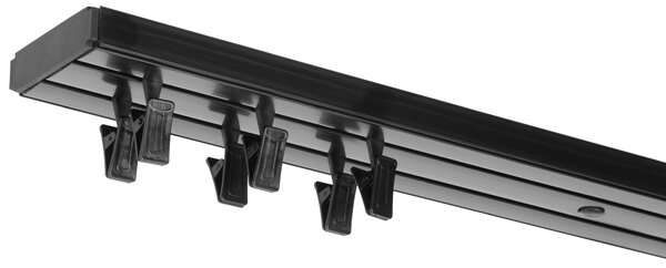 Dekodum Stropní kolejnice z PVC dvouřadá černá Délka: 120 cm, Typ přichycení: žabky