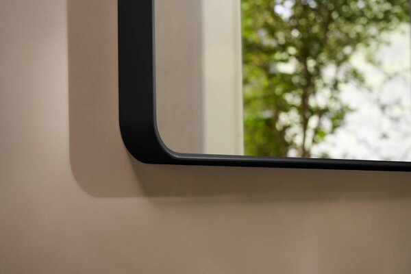 Hansgrohe Xarita Lite Q - Zrcadlo s horizontálním LED osvětlením 700x800 mm s nástěnným vypínačem, černá matná 54958670